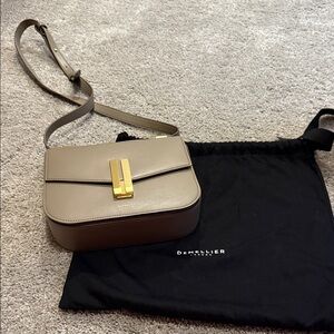 DeMellier Taupe Leather Crossbody with Gold Hardware